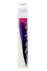 2x 1 Neon Clip-In Strand Tricolor: Pink-Blue-Black 3030-JB3-PBB Punk/Emo - Picture 1 of 1