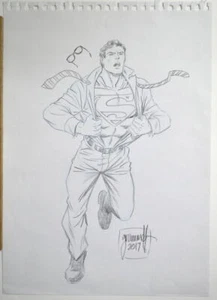 CLARK KENT is SUPERMAN MATITE ORIGINALI opera d'arte firmata a mano artista Tom Grummett - Foto 1 di 2