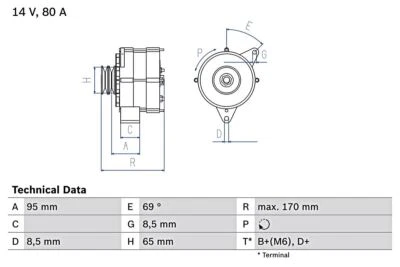 BOSCH Alternator For VOLVO 240 340-360 740 940 83-93 0986034710 - Image 1 of 2