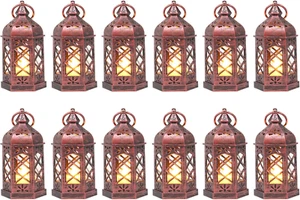 12PCS Mini Lantern with Flicker LED Candle, Small Candle Lanterns Decorative, Vi - Picture 1 of 7