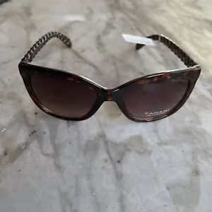 Authentische rechteckige Tahari Sonnenbrille Schildkrötengestell brauner Farbverlauf TH795 TS - Bild 1 von 12