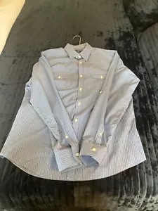 Men's Murano Slim Fit Button-Down Shirt  Blue Black Checker Size Large Business - Picture 1 of 1