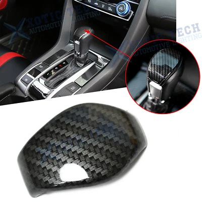 Cubierta de palanca de cambios ABS de fibra de carbono para Honda Civic 16-21 Foto 1 de 4