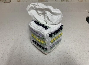 Tulip Flowers Purple Lavender Yellow Tissue Box Cover Cozy New with green leaves - Picture 1 of 12