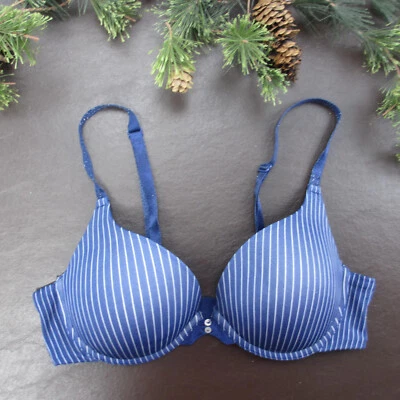 Sutiã Lily of France tamanho 34C azul acolchoado com aro fecho ajustável atrás - Imagem 1 de 4