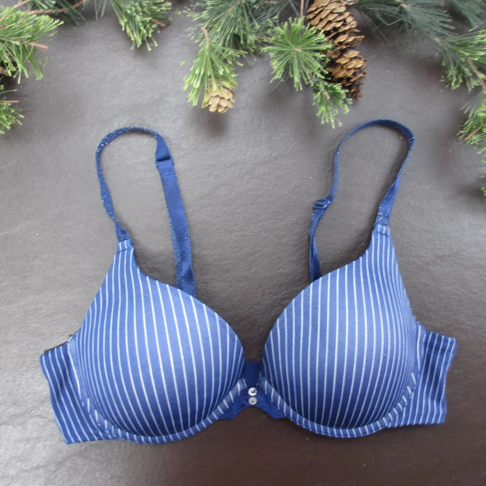 Sujetador Lily of France Talla 34C Azul Acolchado Con Aros Cierre Ajustable Espalda Foto 1 de 4