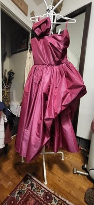 Vintage Victor Costa Saks Fifth Ave Magenta Taffeta Fit & Flared Gown 10 - Image 1 of 4