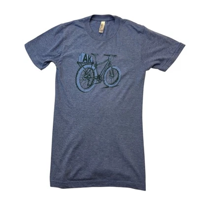 American Apparel Kids T Shirt XS Blue Bike Alaska Graphic Tee Top - Image 1 of 4