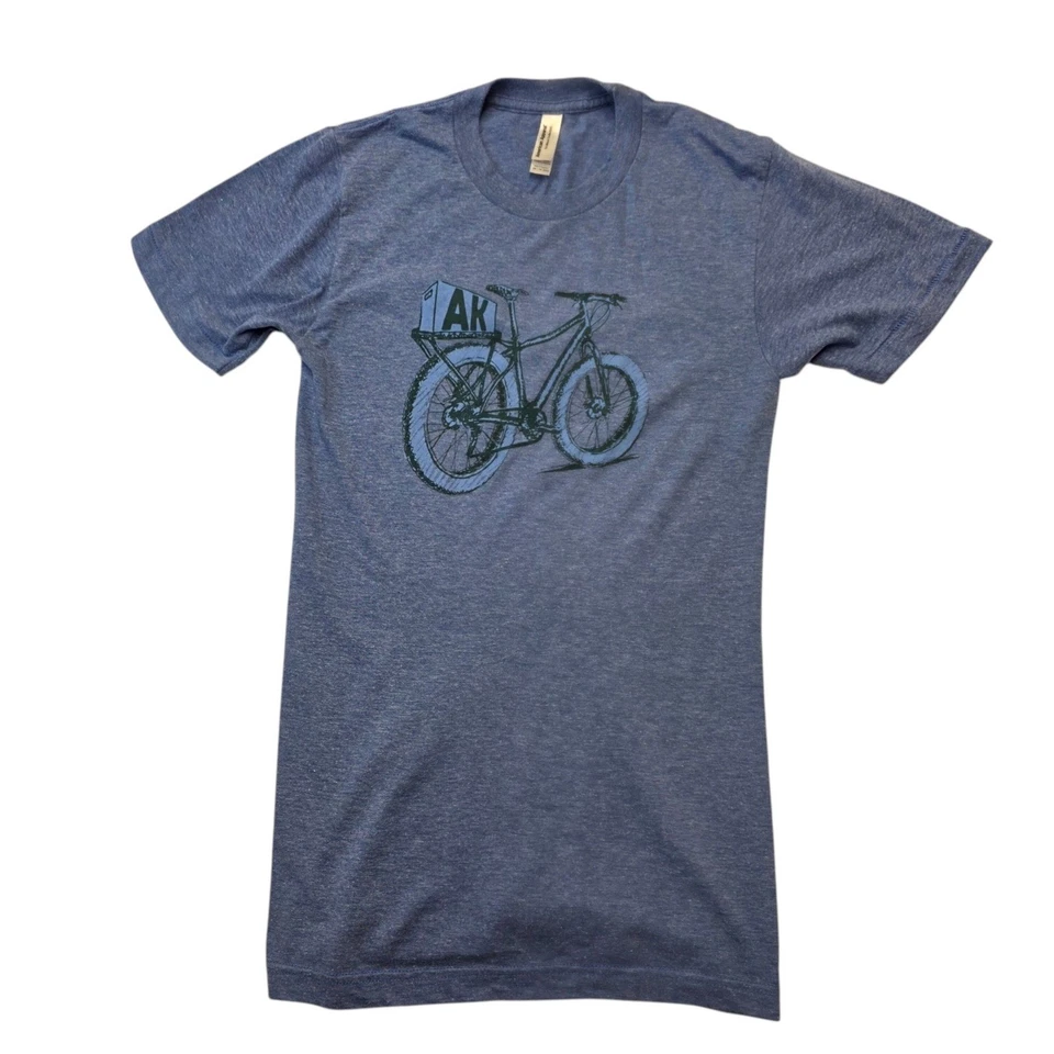 American Apparel Kids T Shirt XS Blue Bike Alaska Graphic Tee Top - Image 1 of 4