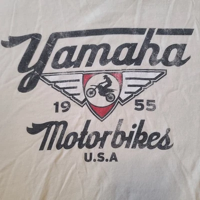 Men's Large White Authentic Yamaha Motorcycles Motorbikes 1955 T-Shirt Exc Cond - Image 1 of 4