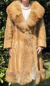 Vintage Pelzmantel Wiesel mit Fuchskragen und Einfassung/fur coat - Bild 1 von 3