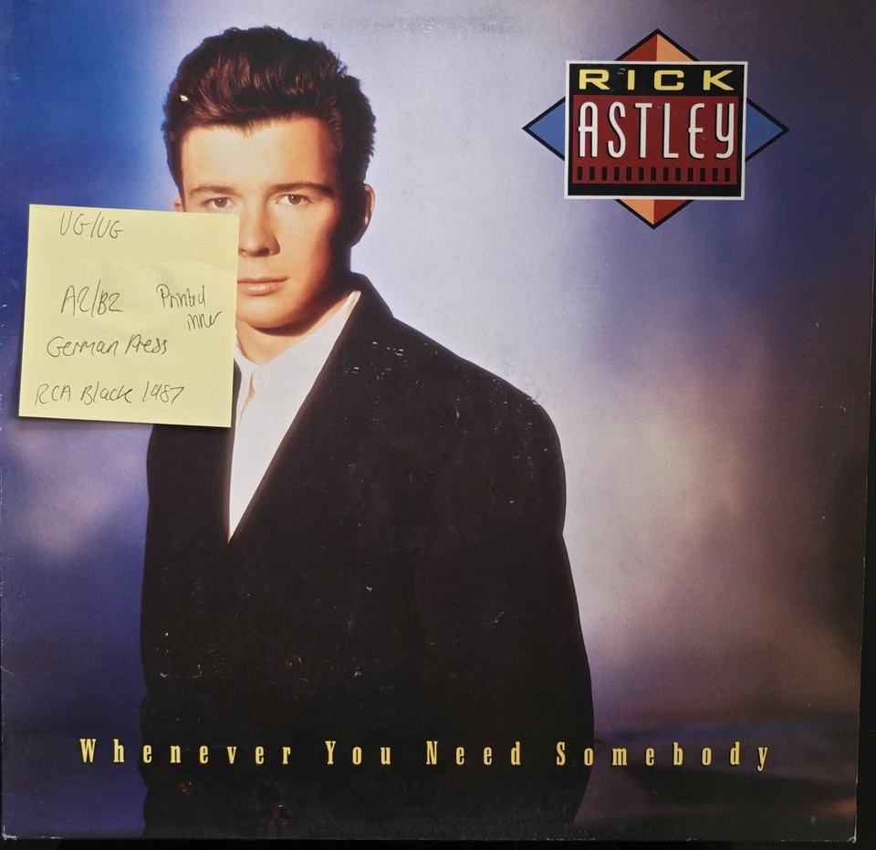 Rick Astley Whenever You Need Somebody Vinyl Record VG/VG PL 71529 1987 - Изображение 1 из 2
