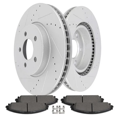 Front Brake Rotors Metallic Pads Drill And Slot For 2009-2017 Dodge Challenger - Изображение 1 из 4