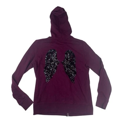 Victoria's Secret Talla Mediana Púrpura Profundo Cremallera Chaqueta Sudadera Seqiun Angel Foto 1 de 4