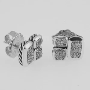 Aretes de diamantes chiclet confeti David Yurman en plata de ley 0,45 quilates F vs2 - Imagen 1 de 10