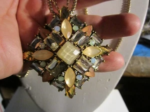 VINTAGE THE LIMITED NECKLACE WITH LARGE CRYSTAL PENDANT HEAVY 35" LONG - OFC-W - Picture 1 of 5