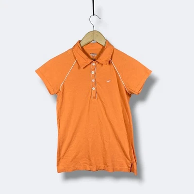 Y2K Hollister s/s Polo Mujer Grande Delgado Naranja Piqué Algodón Logo Preppy Foto 1 de 4