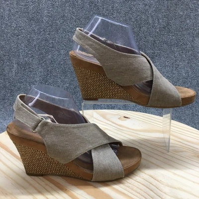 Sandalias Aerosoles Mujer 10 Coco Felpa Correa Cruzada Cuña Eslinga Tela Marrón Foto 1 de 4