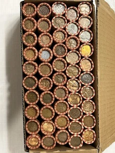 Box Of 50 Rolls Of Wheat Pennies - Picture 1 of 1