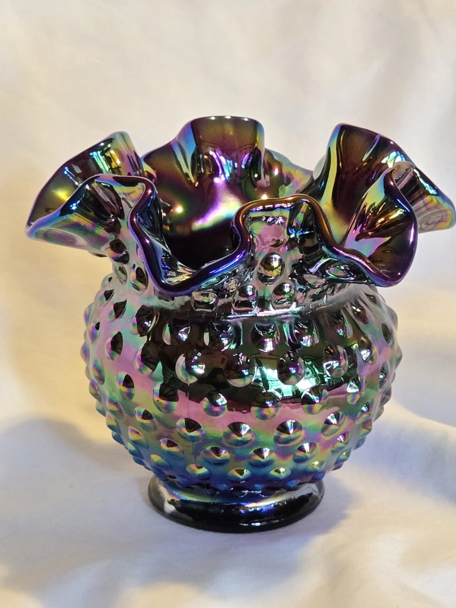 ② Carnival Glass カーニバルガラス ボール オーロラ パープル 昭和