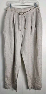 Anthropologie Significant Other Zahara Trousers Natural Linen Rayon Size 10 NWT - Image 1 of 4