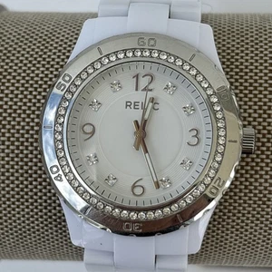 Relic Uhr Damen ZR11898 34mm pave silberfarben weißes Zifferblatt neue Batterie 5,75" - Bild 1 von 11