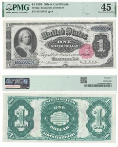 1891 $1 Silver Certificate Fr-222 PMG XF-45 - Picture 1 of 1
