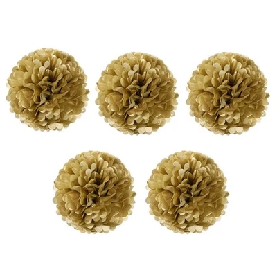  5 Pcs Decorative Flower Poms Gold Pompom Tissue Paper Flowers Kit - Image 1 of 4