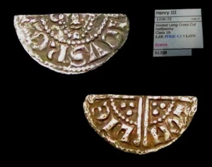 X056: Henry III Hammered Voided Long Cross class 1b Halfpenny, Spink 1359 - Rare - Picture 1 of 1