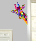 Colourful Giraffe Head Facing Left Wall Art Sticker Living Dining African Safari