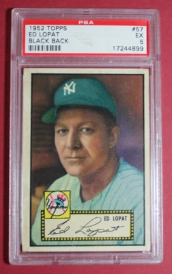 1952 TOPPS ED LOPAT BLACK BACK #57 PSA 5 EX NEW YORK YANKEES - Image 1 of 2