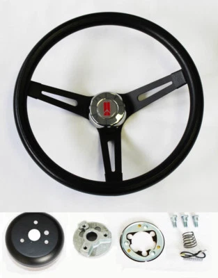 1969-1993 Olds Cutlass F85 98 442 Black Grip on Black Steering Wheel 13 1/2"  - Image 1 of 4