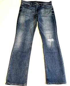 Express Jeans Women's Size 10 Cropped Skinny Mid-Rise Stretch Denim Distressed - Picture 1 of 8