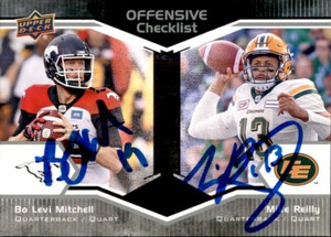 Bo Levi Mitchell Mike Reilly Signed 2017 Upper Deck CFL Football card #100