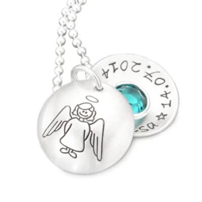 SAMAVAYA Kindermedaillon Taufe Gravur SCHUTZENGELCHEN STEH 925 Silberkette Taufschmuck