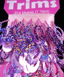 Sequin/Bead Trim 914mm Thistle Pink Laser Paillettes Dance Costume - Bild 1 von 2