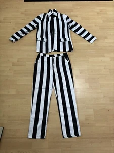 Disfraz de Beetlejuice Halloween de calidad para hombre 2 piezas talla mediana. - Imagen 1 de 13