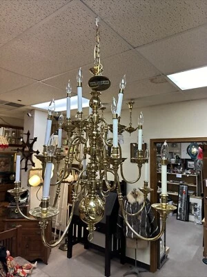 Candelabro vintage holandês bronze 15 braços enorme - Imagem 1 de 4