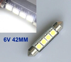 2x 6V Weiss LED 42mm 4 SMD Soffite E9-Prüfzeichen 12V Innenraumbeleuchtung DHL - Bild 1 von 3