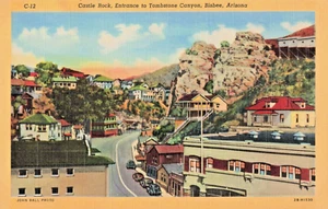Postcard AZ Bisbee Arizona-Castle Rock-Tombstone Canyon-Vintage Linen 1942 C5 - Picture 1 of 3