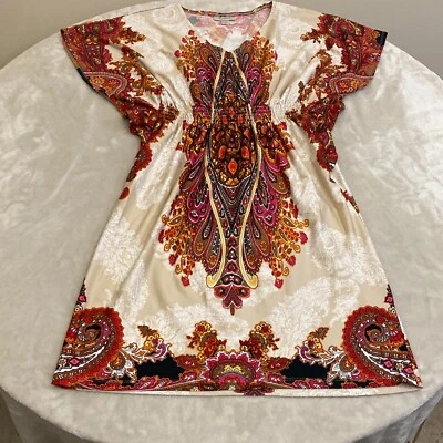 Vestido Dressbarn Para Mujer Multicolor Cuello en V Paisley Dolman Manga Calce y Acampanado Talla 6 Foto 1 de 4