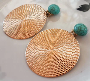 OHRCLIPS  CLIPS TÜRKIS  HOWLITH METALL GOLDFARBEN  SILIKONPOLSTER - Bild 1 von 4