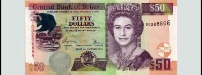 Belize $50 2016 year Circulated. Single 50 dollars belize Banknote Currency BZD - Image 1 of 2