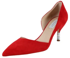 Zapatos de tacón Gabriela Hearst $795 gamuza roja LUZIA detalle de mármol D'Orsay gatito 38 - Imagen 1 de 12
