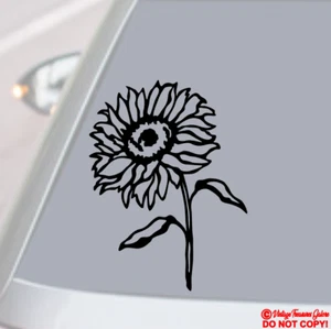 SUNFLOWER Vinyl Decal Sticker Car Window Wall Bumper Pretty Helianthus Flower - Picture 1 of 2
