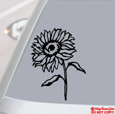 SUNFLOWER Vinyl Decal Sticker Car Window Wall Bumper Pretty Helianthus Flower - Image 1 of 2