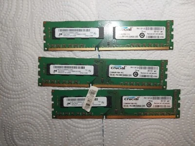 Crucial PC3-10600 6GB (3x2 GB) DIMM 1333 MHz DDR3 SDRAM Memory (CT25664BA1339) - Image 1 of 2
