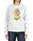 Sweatshirt Damen Ananas Tropical Design Schriftzug Aloha Hawaii Tropische