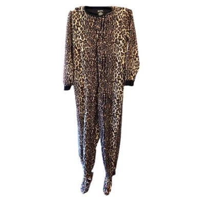 Nick & Nora Pijama Mujer Talla Mediana Leopardo Una Pieza Cremallera Body Foto 1 de 4