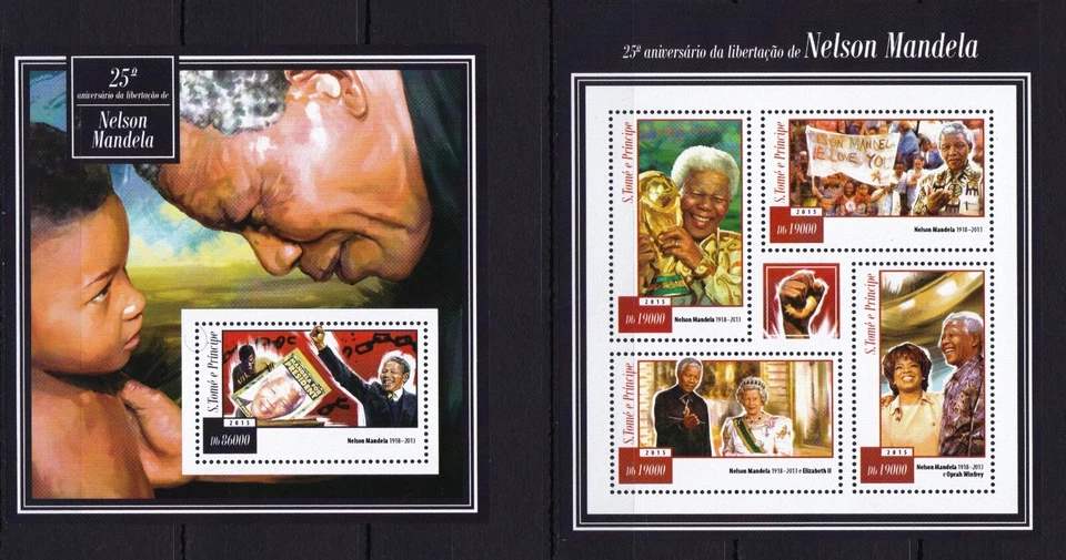 Nelson Mandela / Queen  Elizabeth II on stamps Francobolli - MNH** YT - Image 1 of 1